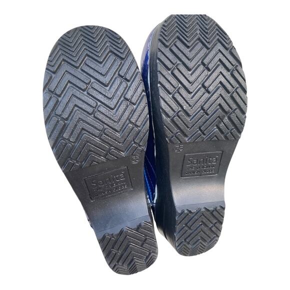 Sanita Professional Clogs Blue Marbled Patent Leather Nurse Shoe SZ 4 EU 35 - Picture 12 of 14